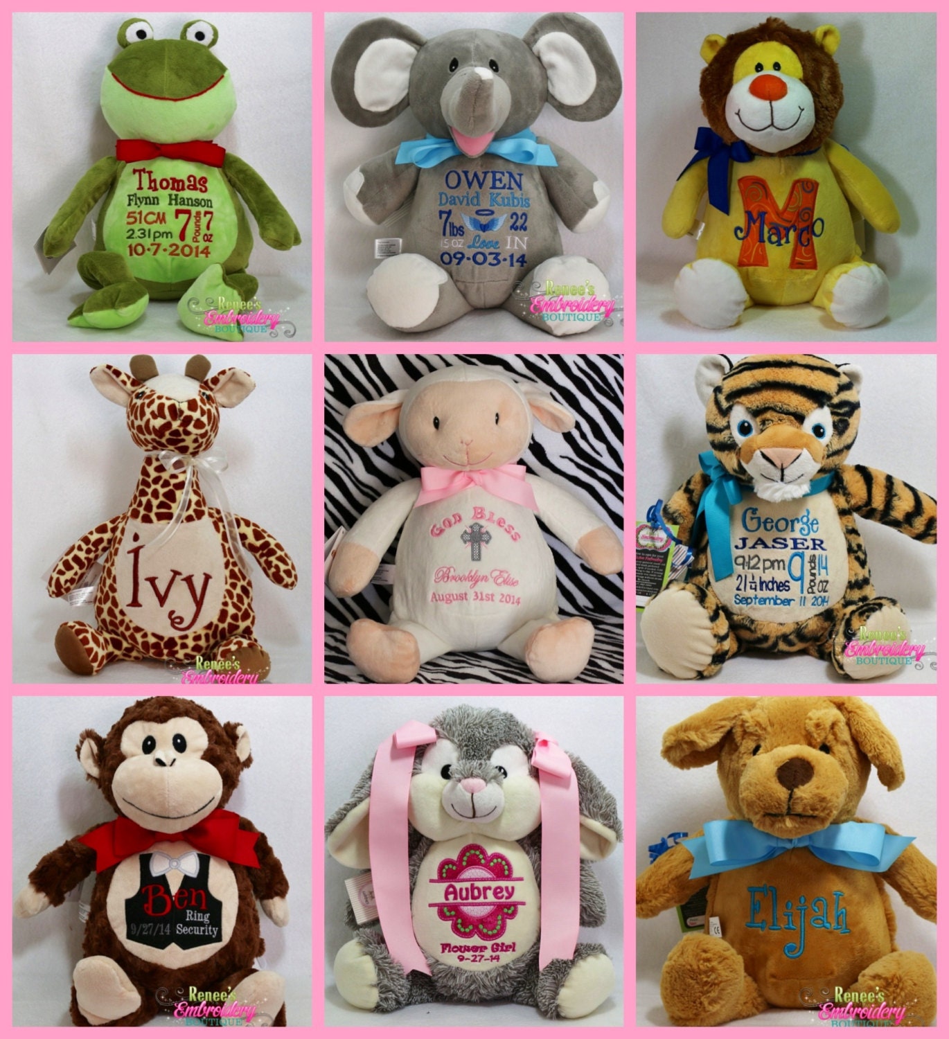 Personalized Baby Gift Baby Cubbies Stuffed by ReneesEmbroidery