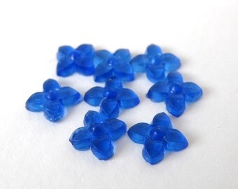 Vintage Glass Flower Cabochon Sapphire Blue Star 9mm gcb0950 (8)