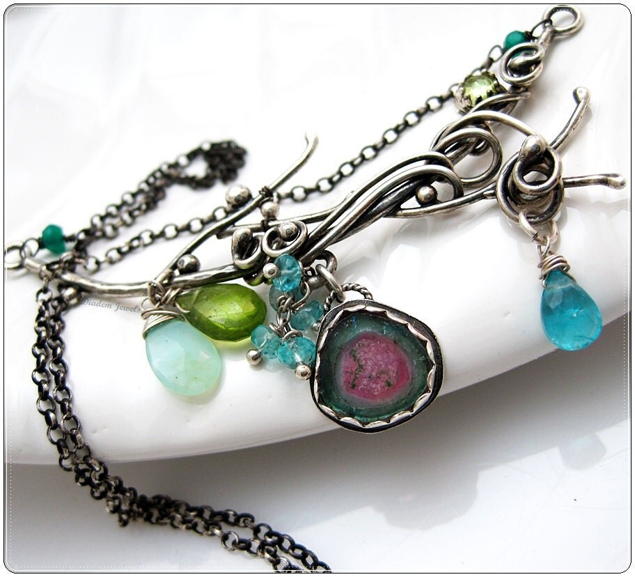 Branch Necklace Sterling Silver Gemstone Branch Jewelry