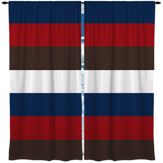 Items similar to Custom Window Curtain, Rugby Bold Horizontal Stripe