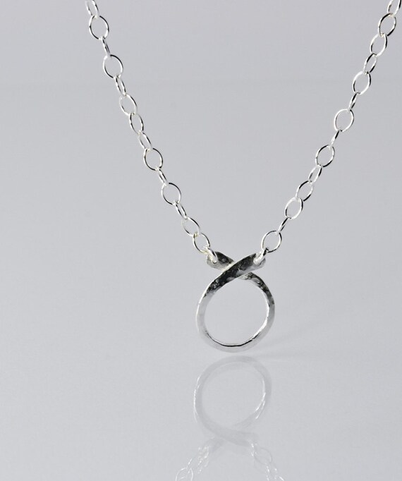 Circle Charm Holder Necklace in Sterling Silver