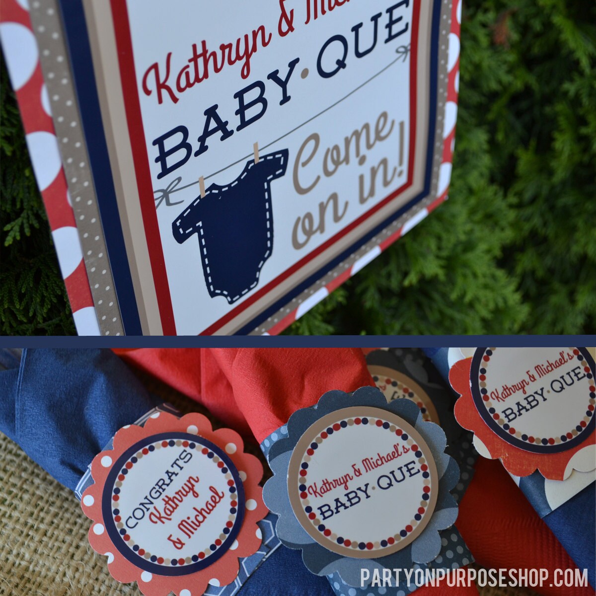 BabyQue Baby Shower Party Decorations Blue Red Brown Fully