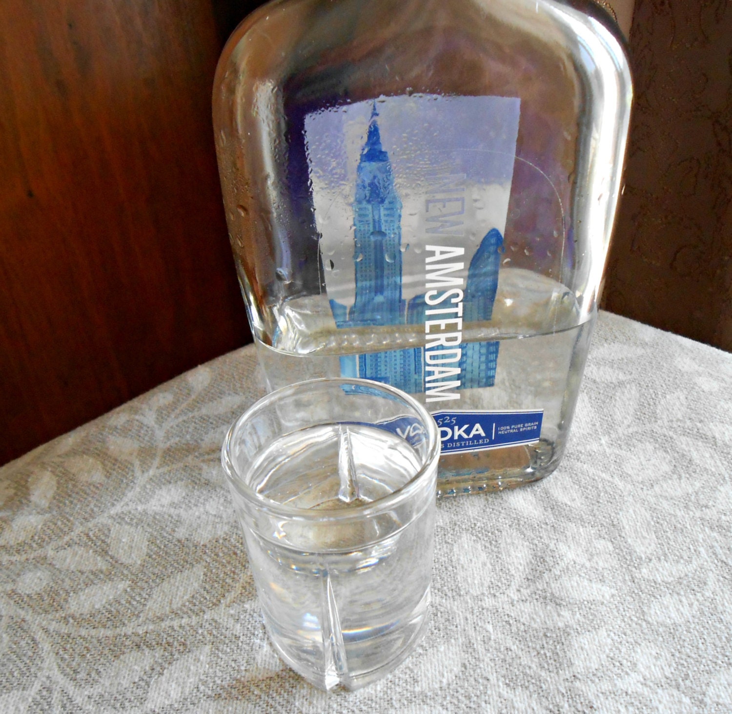 Fake Vodka Set Bottle and Shot Glass Drink Gag Photo Prop
