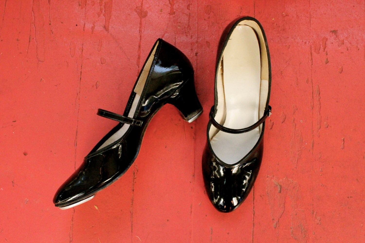 Vintage Patent Leather Tap Shoes Size 8 By La Mendola