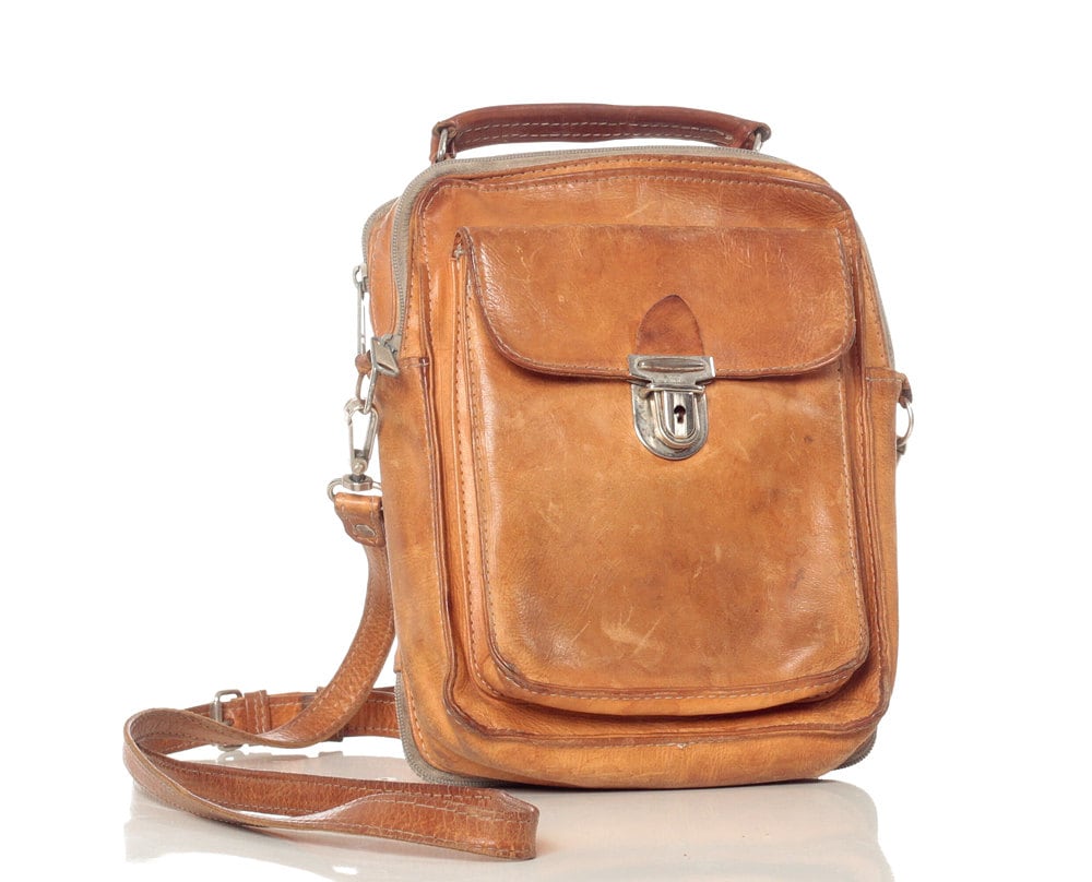 Cross Body Travel Purse LEATHER Passport Holder Vintage Wallet