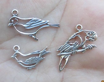 Sterling Silver Bird Charm or Parrot you choose which one and size