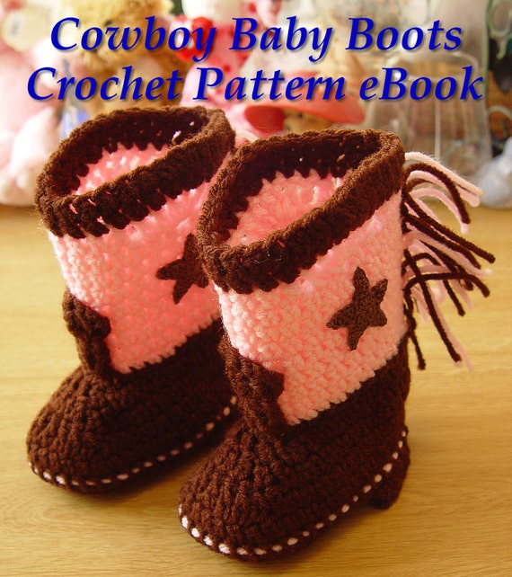 Western Cowboy Baby Booties Boots Crochet by DisLilTreasures