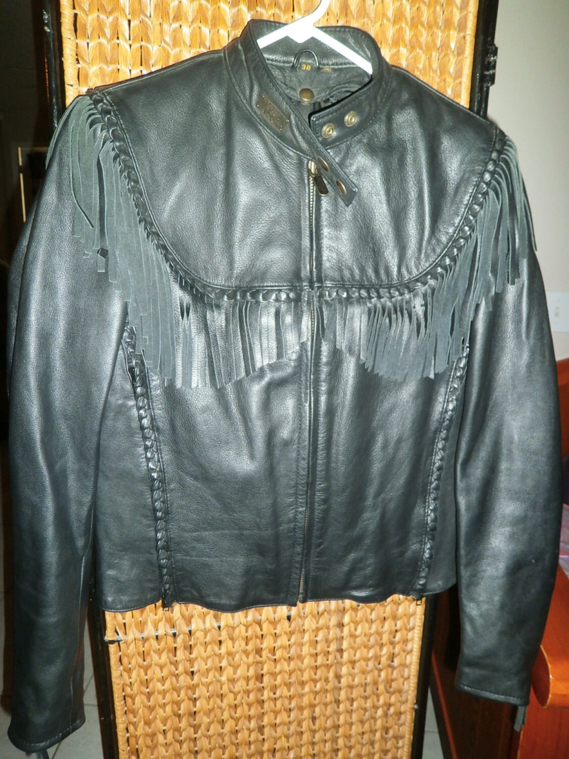 Vintage Harley Davidson Willie G Leather Jacket Womens Sz 8 Vintage Harley Davidson Willie G Leather Jacket Womens Sz 8 Fringes Wings Zoom