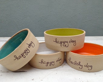 Personalized Dog Bowl, Pet Bowl, Dog bowl pottery, Ceramic Dog Dish, Personalized Pet Dish, Colorful Dog Bowl