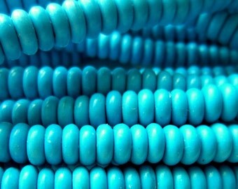 50 Turquoise beads 6mm x 4mm howlite gemstone rondelles G112