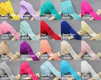 5 Yards Elastic Lace 1" Stretch Lace Elastic Lace Trim Elastic Headband Bridal Garter Baby Hairbow Ties Wholesale EL997