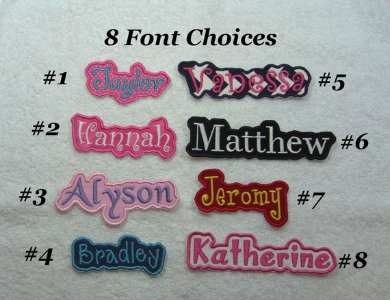 Personalized Single Name Patch Fabric Embroidered Iron On Applique ...