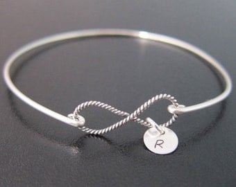 Sterling Silver Bracelet, Personalized Sterling Silver Infinity Bracelet, Sterling Bracelet, Sterling Bangle Bracelet, Infinity Bangle