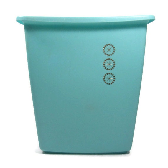 Turquoise Blue Waste Basket Vintage Trash Can Rubbermaid