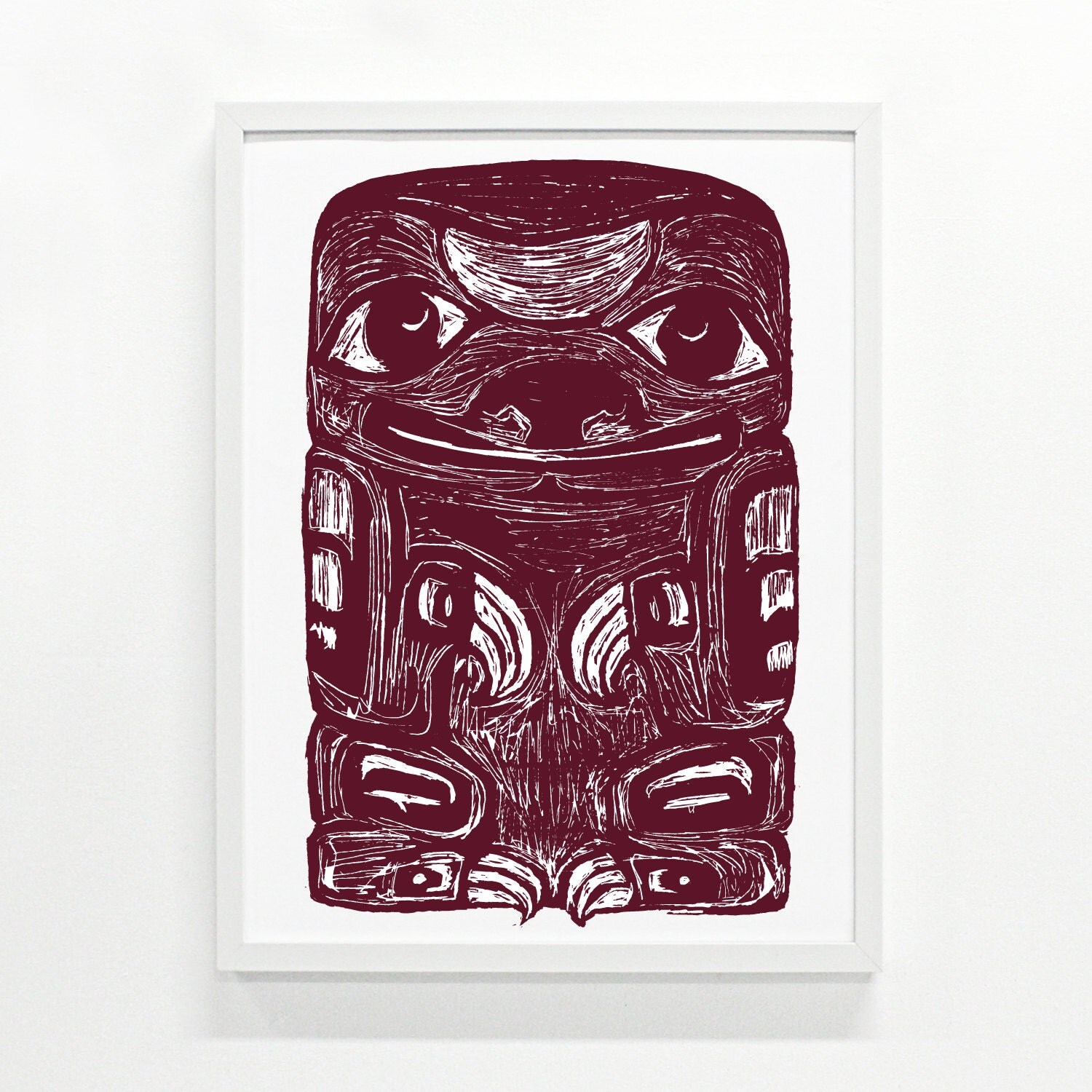 Sloth Totem Poster 12 x 16 Hand Printed Pick your by Monorail
