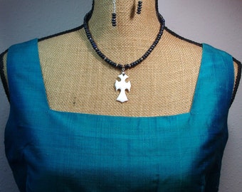Natural Egyptain Lapis Lazuli Gemstones, Handcarved Maori Design,.925 Silver Necklace and Earrings
