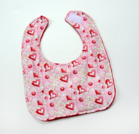 3 Ply Baby Girl Bib SALE Colorful Heart by CreativeQuiltsAndEtc