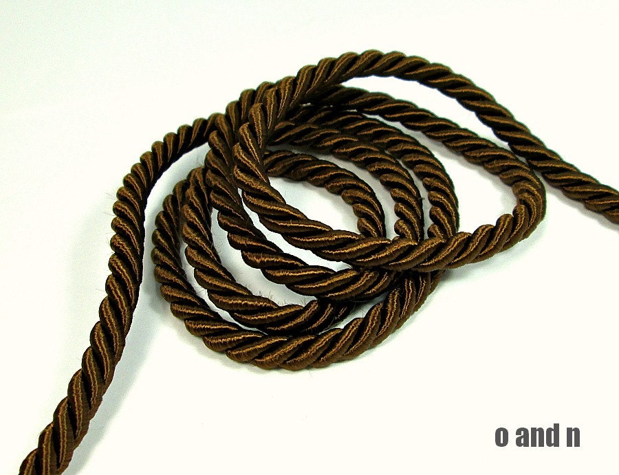 Twisted silk cord 5mm brown satin rope 2 meters