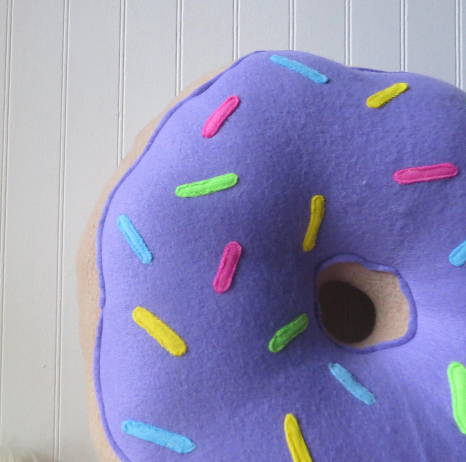 16 Purple Frosted Doughnut Pillow by WildRabbitsBurrow on Etsy