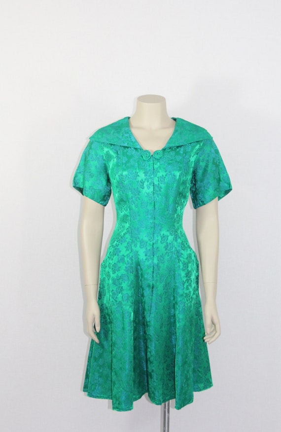 1950s Vintage Dress Green and Blue by VintageFrocksOfFancy