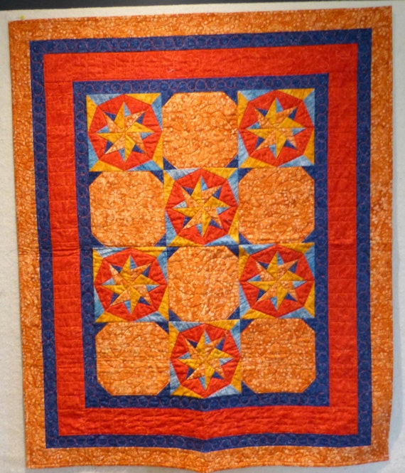 Star foundation pieced wall hanging quilt BATIK by beaquilter