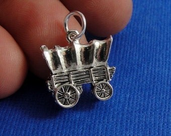 Covered Conestoga Wagon Charm - Silver Covered Wagon Charm for Necklace or Bracelet