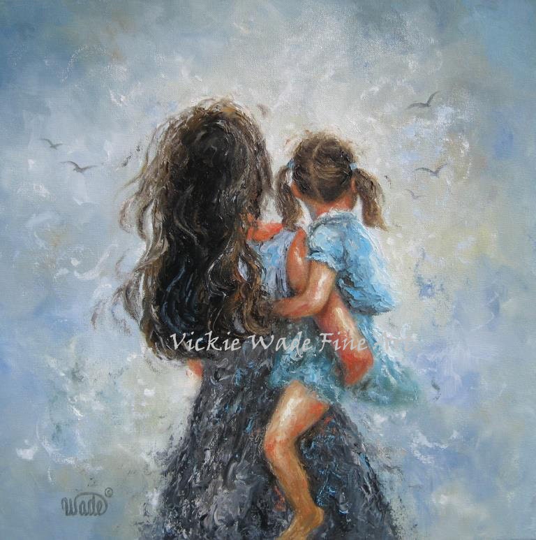 Mother and Daughter Original Oil Painting canvas palette