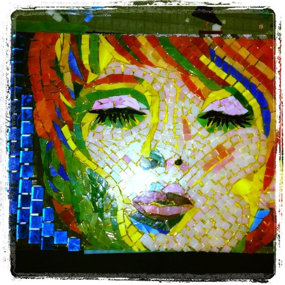 Mixed Media Mosaic Neon Audrey is what I named her. She is