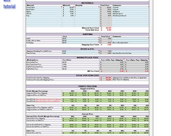 Etsy Excel Pricing Template for Sellers (includes Etsy  PayPal Fees)