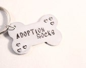 Adoption Rocks - Hand Stamped, Dog Bone Keychain