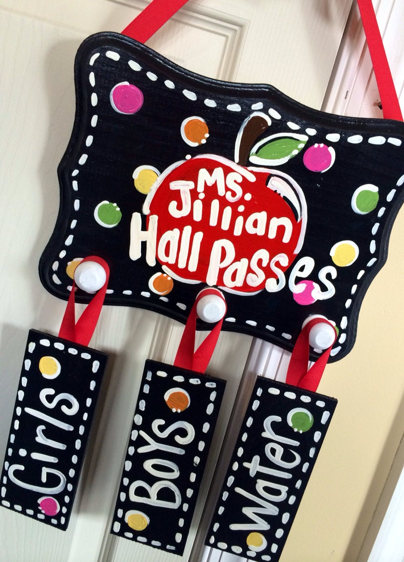 Classroom Hall passes Teacher Gift Hand Painted Customized