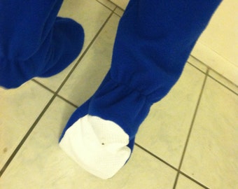 Adult Women Men Unisex Fleece Footed Pajama Pants Lounge Royal Blue