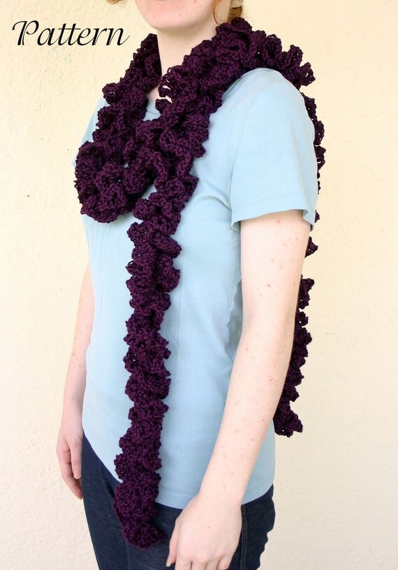 Twisty ruffle scarf PDF crochet PATTERN loopy lace winter