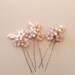 A set of three Blush Pink and Gold Wedding Bridal Hair pins fascinator Bridal hair pins - Last ones