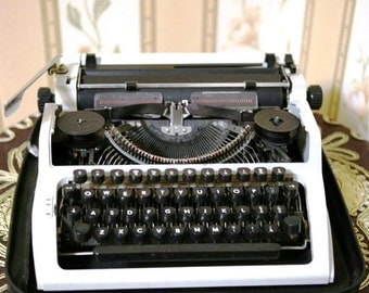 Vintage Soviet German Portable Typewriter - Working - Robotron - GDR - Grey - 1980s - from Russia / Soviet Union / USSR