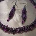 reserved listing for Rivka, hypoallergenic necklace and earring set, purple and pink, hand knit, metallic lame thread