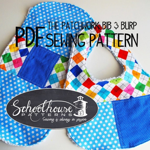 Bib and Burp cloth sewing pattern combo by SchoolhousePatterns