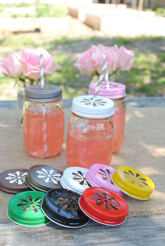 24 Daisy Cut Mason Jar Lids for Candle making or Beverages