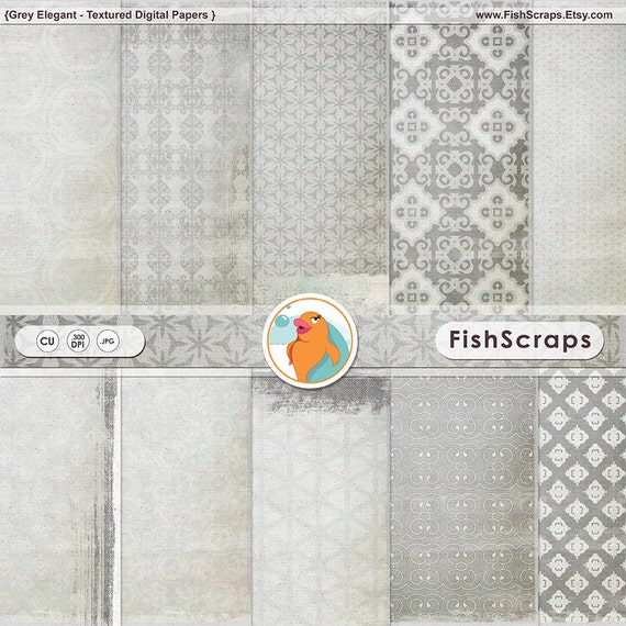 Silver Anniversary Background Papers, Neutral & Elegant Grey Digital Papers, Slate, Nickel, Chic Gray Pattern Paper Download Il_570xn