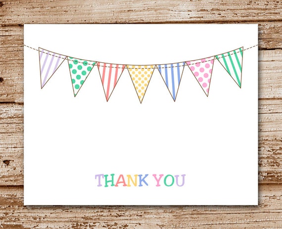 Set of 8 Baby Thank You Cards | Baby Bunting Note Cards, Notecards | Personalized Stationery | Baby Banner Cards Il_570xn