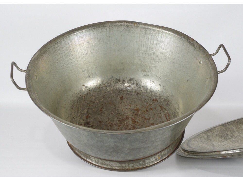 Antique Tin Bread Bowl Dough Riser Vintage Kitchen