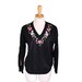 10 Dollar Sale - Vintage 70s Embroidered Flowers V-Neck Sweater - Women L - Preppy by ADES