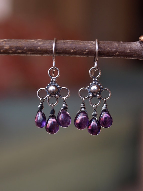 African Amethyst Chandelier Earrings