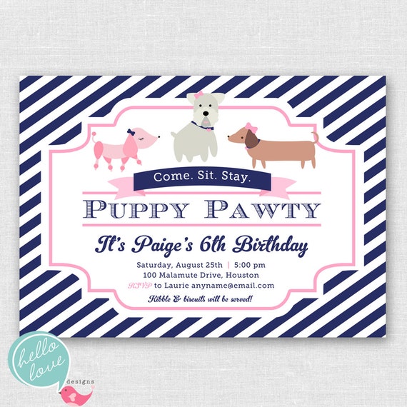 Puppy Pawty printable birthday party invitation Il_570xn