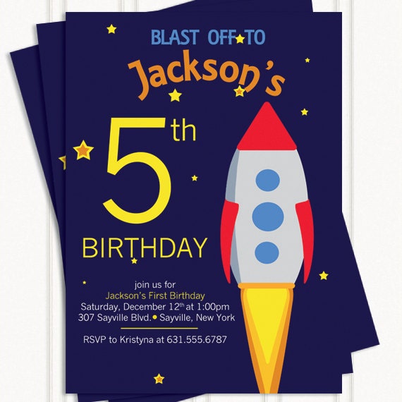 Rocket Ship Birthday Invitations 5