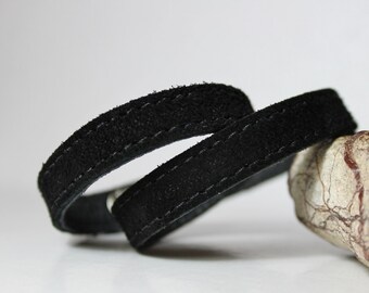 SALE,Black Suede Narrow Double Wrap Bracelet