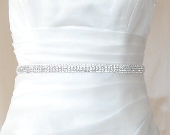 Elegant Sequent Rhinestone Beaded Wedding Dress Sash Belt / Bridal sash belt