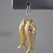 Golden Fish Earrings / Gold Acrylic Fish Charm Earrings Silver French Hook Earwires