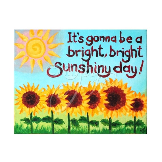 Whimsical Art Bright Sunshiny Day 14x11 Acrylic Canvas Wall