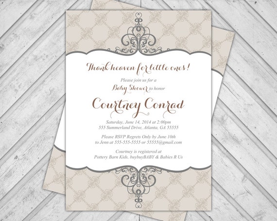 Gender neutral baby shower invitations printable - tan baby shower ...